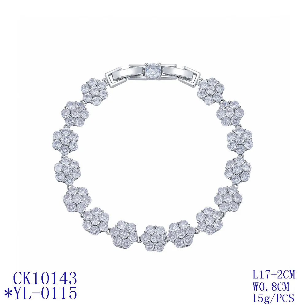 Plum Bossom 5A Cubic Zirconia Silver Bracelet Chains for Women CK10143