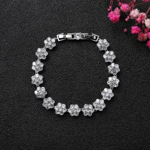 Plum Bossom 5A Cubic Zirconia Silver Bracelet Chains for Women CK10143