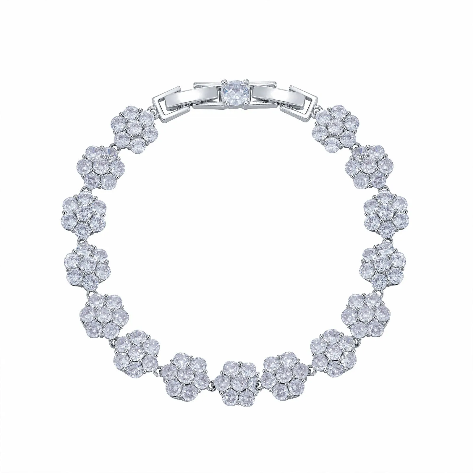 Plum Bossom 5A Cubic Zirconia Silver Bracelet Chains for Women CK10143