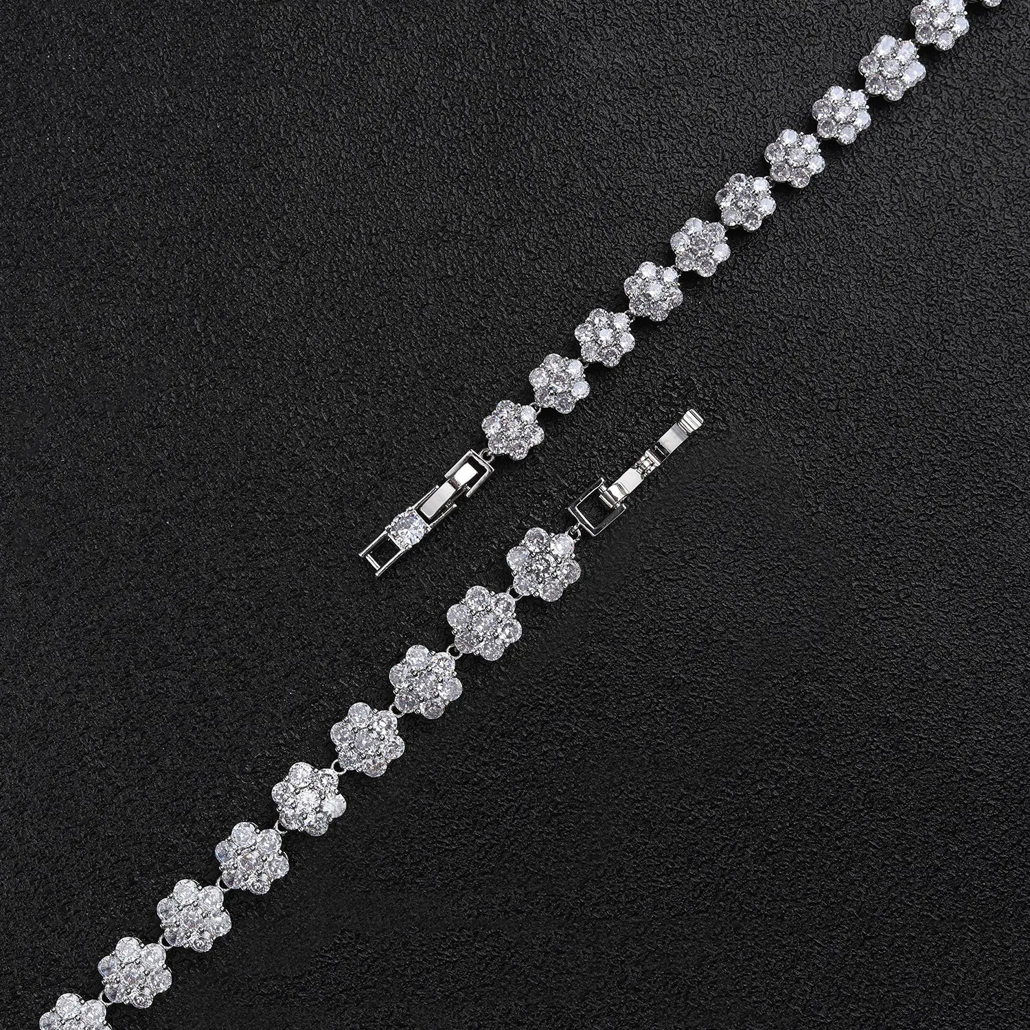 Plum Bossom 5A Cubic Zirconia Silver Bracelet Chains for Women CK10143
