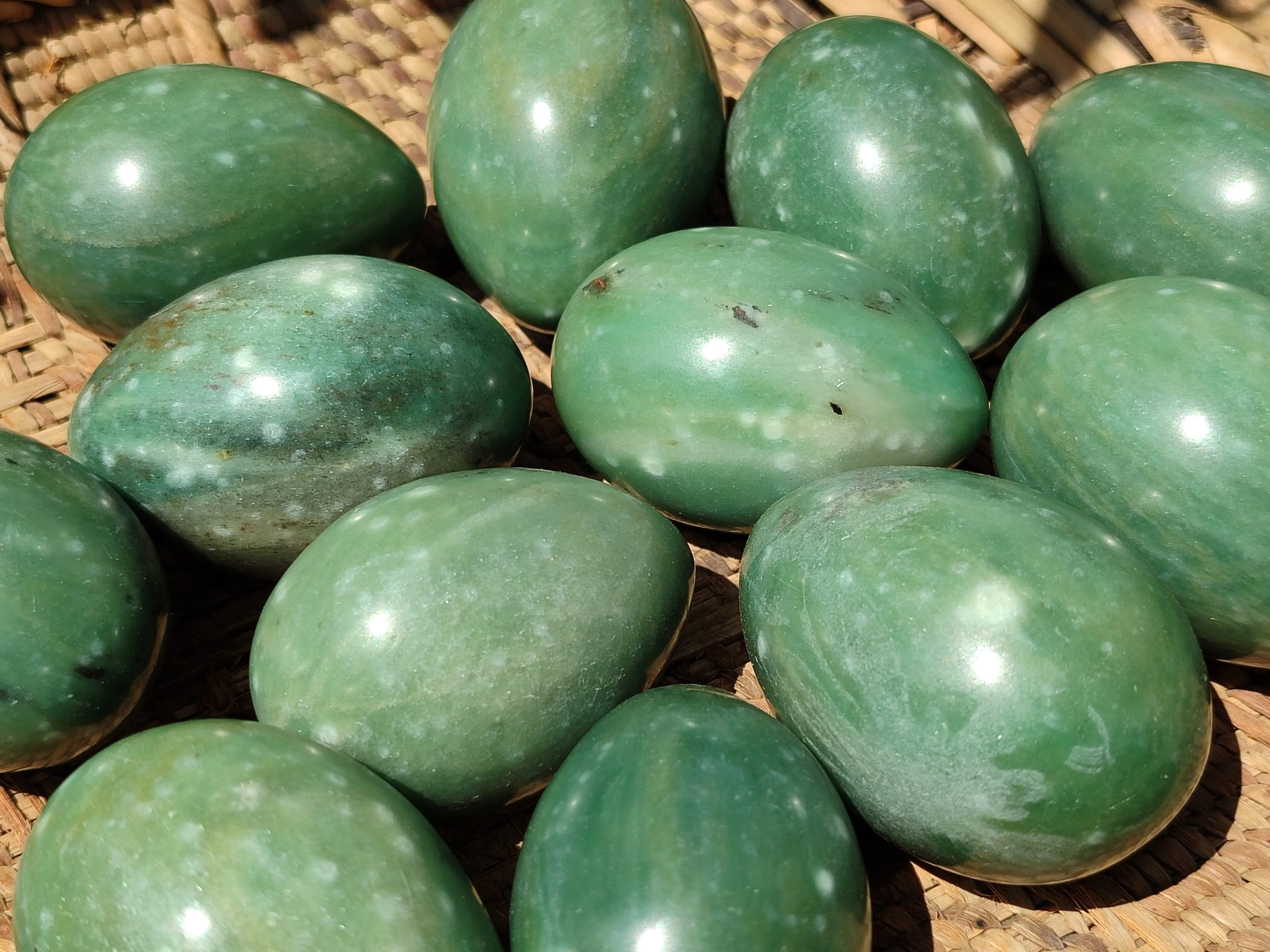 Polished Swazi Jade Gemstone Eggs x 12 From Swaziland