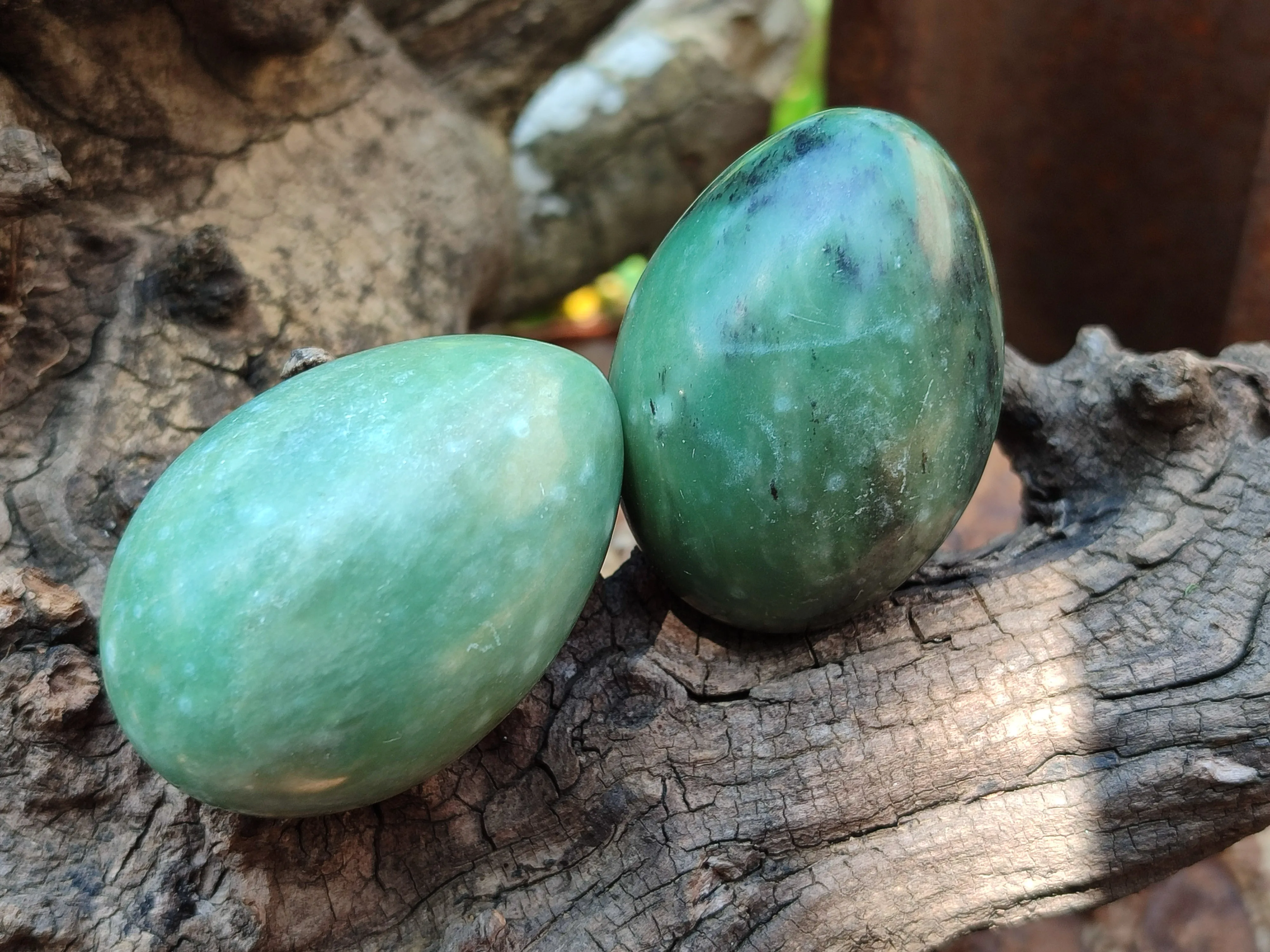 Polished Swazi Jade Gemstone Eggs x 12 From Swaziland