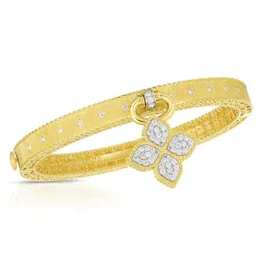 Princess Flower Satin Bangle with Diamond Flower Charm