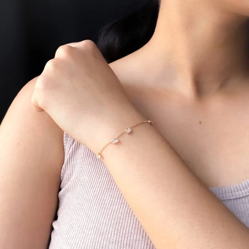 Rosegold Rectangular Charms Bracelet