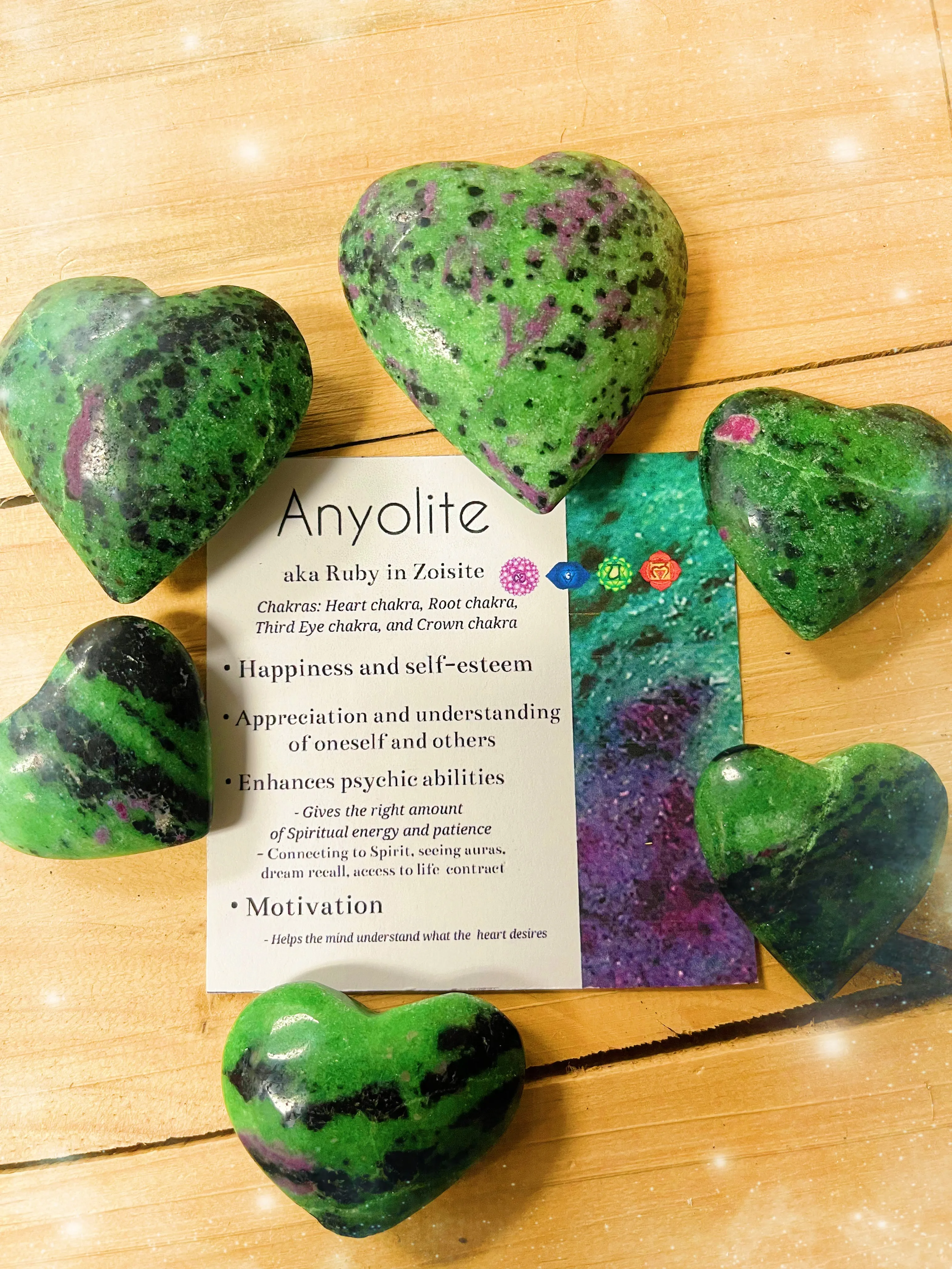 Ruby Zoisite Heart UV Reactive