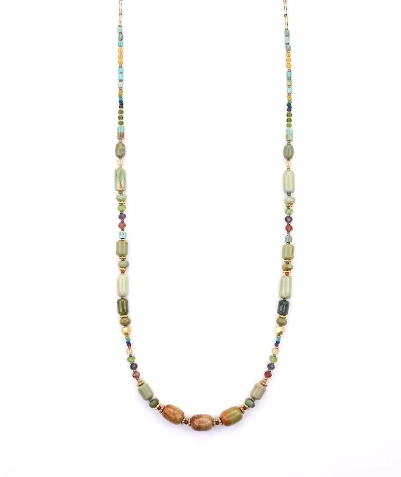 Serpentine, Turquoise, Peridot, Iolite & Garnet Necklace