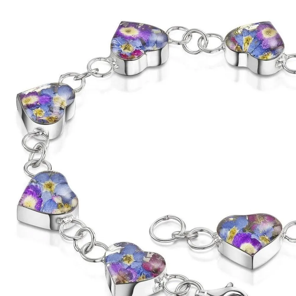 Shrieking Violet 18.5cm Sterling Silver Heart Shape Forget Me Not Bracelet