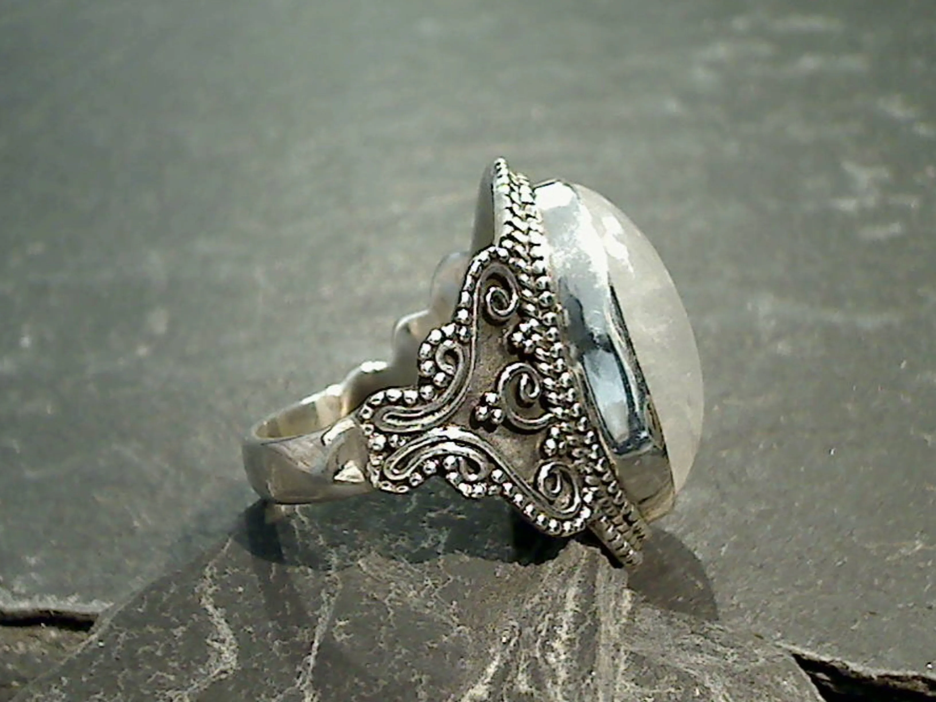 Size 6.5 Moonstone, Sterling Silver Ring