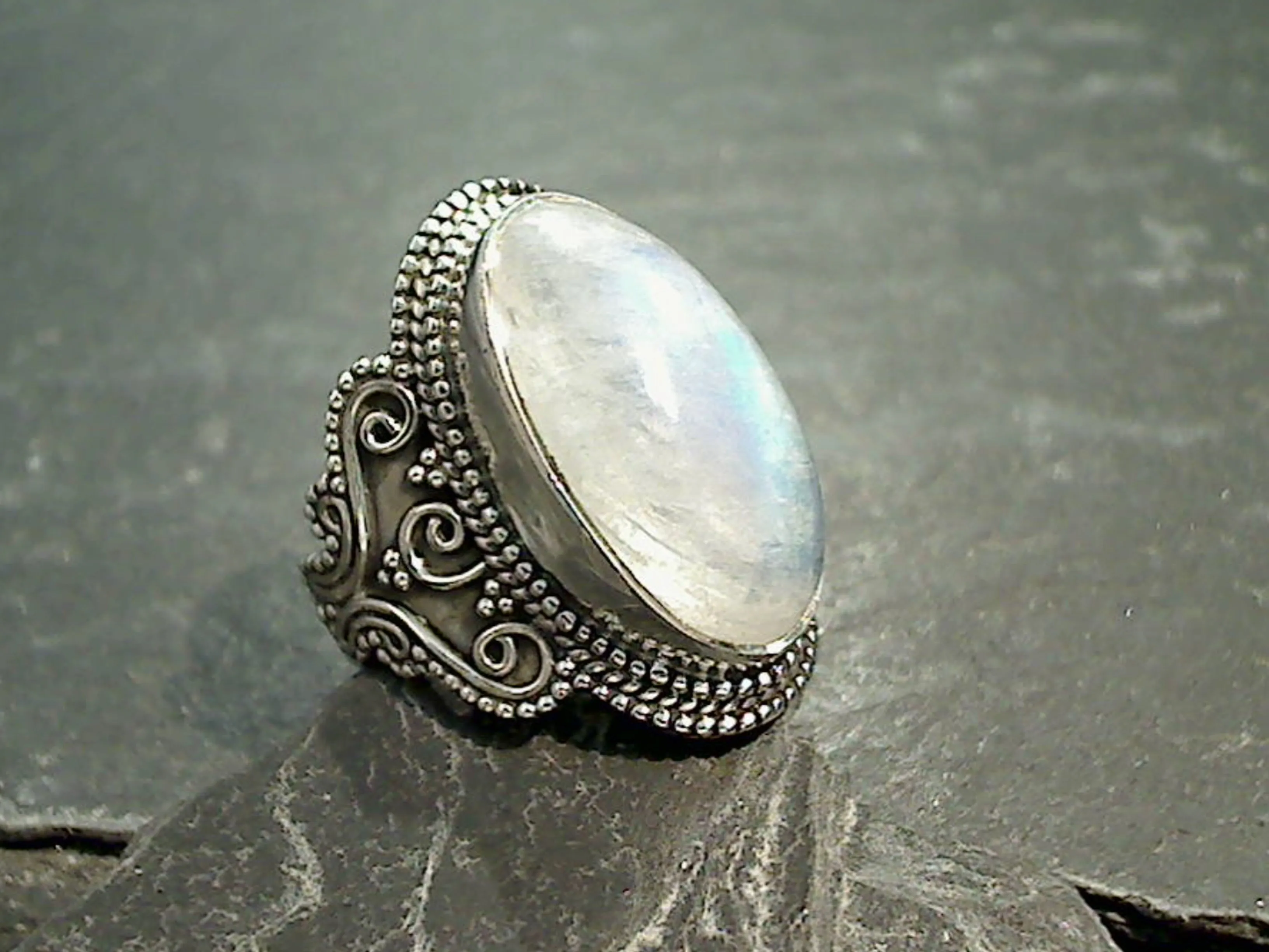 Size 6.5 Moonstone, Sterling Silver Ring
