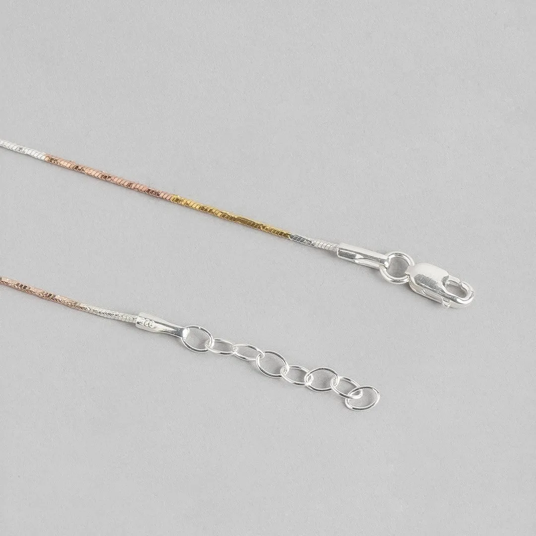 Sleek & Modern Triple Tone 925 Sterling Silver Anklet