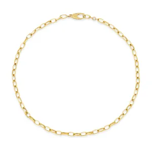 Small Edith Link Anklet with Diamond Bezel Accent