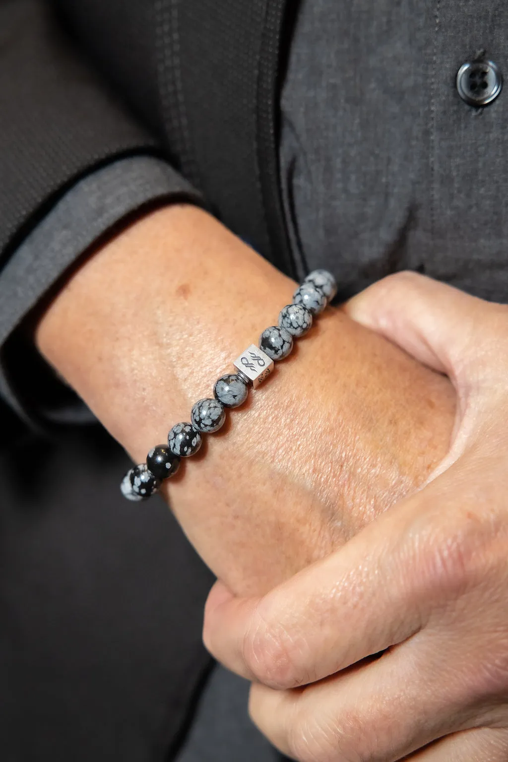 Snowflake Obsidian Natural Gemstone Centerpiece Bracelet