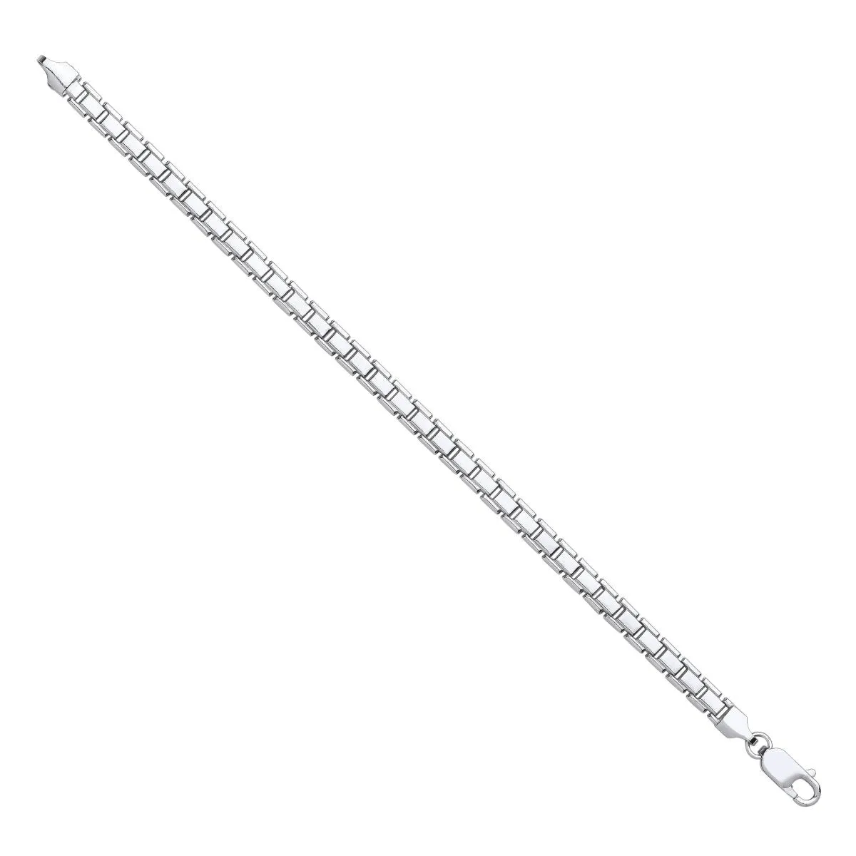 Sterling Silver 5.2mm Flat Box Link Chain Bracelet