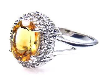 Sterling Silver Citrine Ring - Size 7