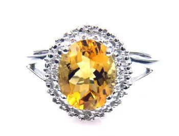 Sterling Silver Citrine Ring - Size 7