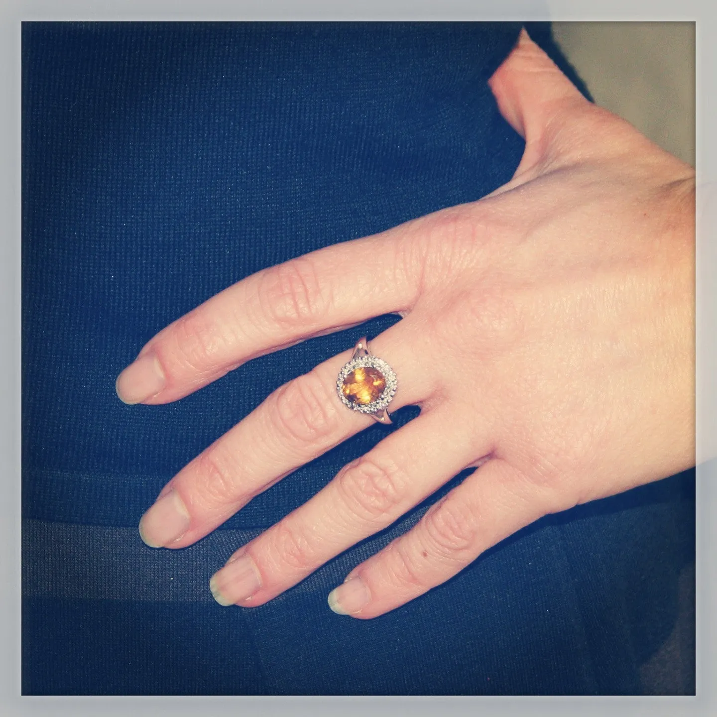 Sterling Silver Citrine Ring - Size 7