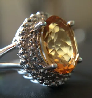 Sterling Silver Citrine Ring - Size 7