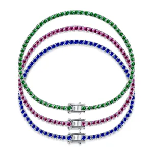Sterling Silver Colorful Tennis Bracelet