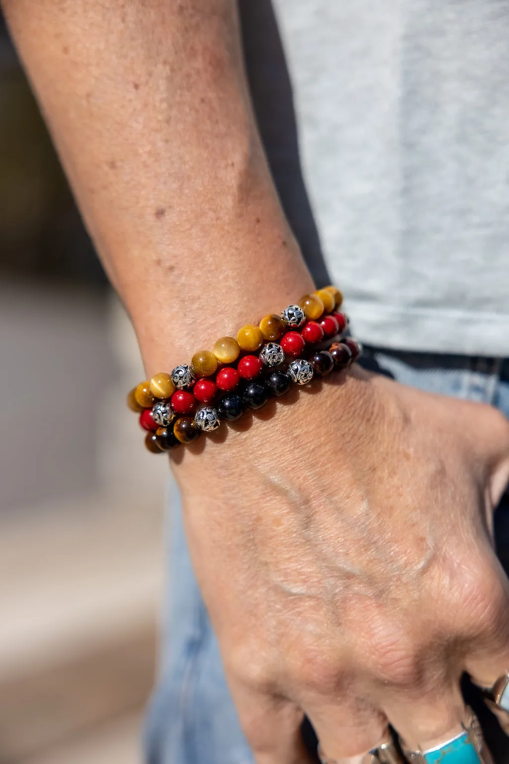 Sterling Silver Golden Tigers Eye Bali Gemstone Bracelet