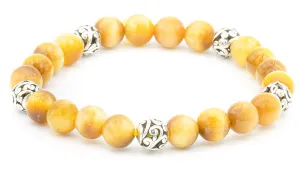 Sterling Silver Golden Tigers Eye Bali Gemstone Bracelet