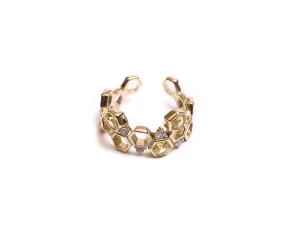 Sterling Silver Hexagon Open Ring