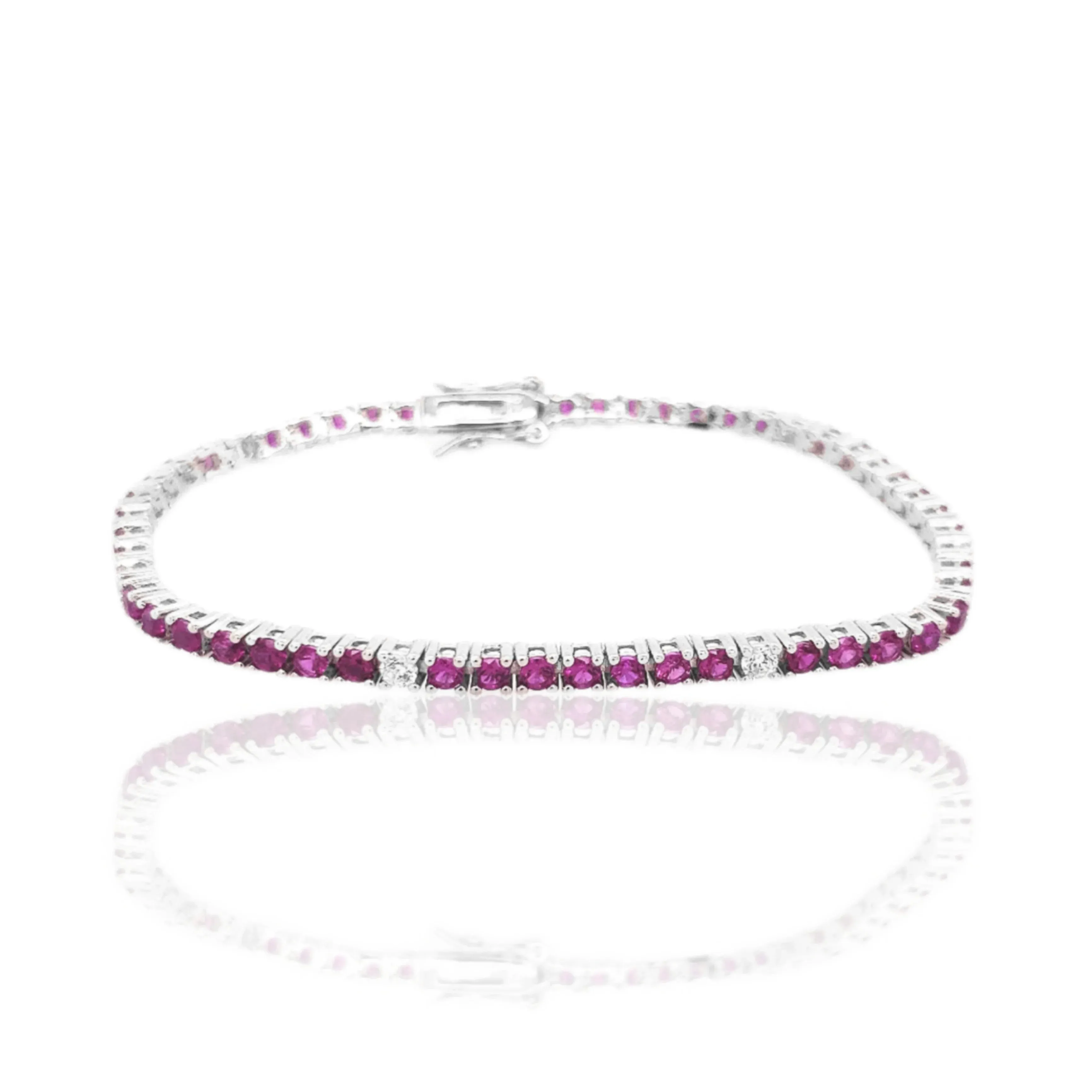 Sterling Silver Ruby, Emerald, and Sapphire 3.5mm Colored CZ Stone Bracelets