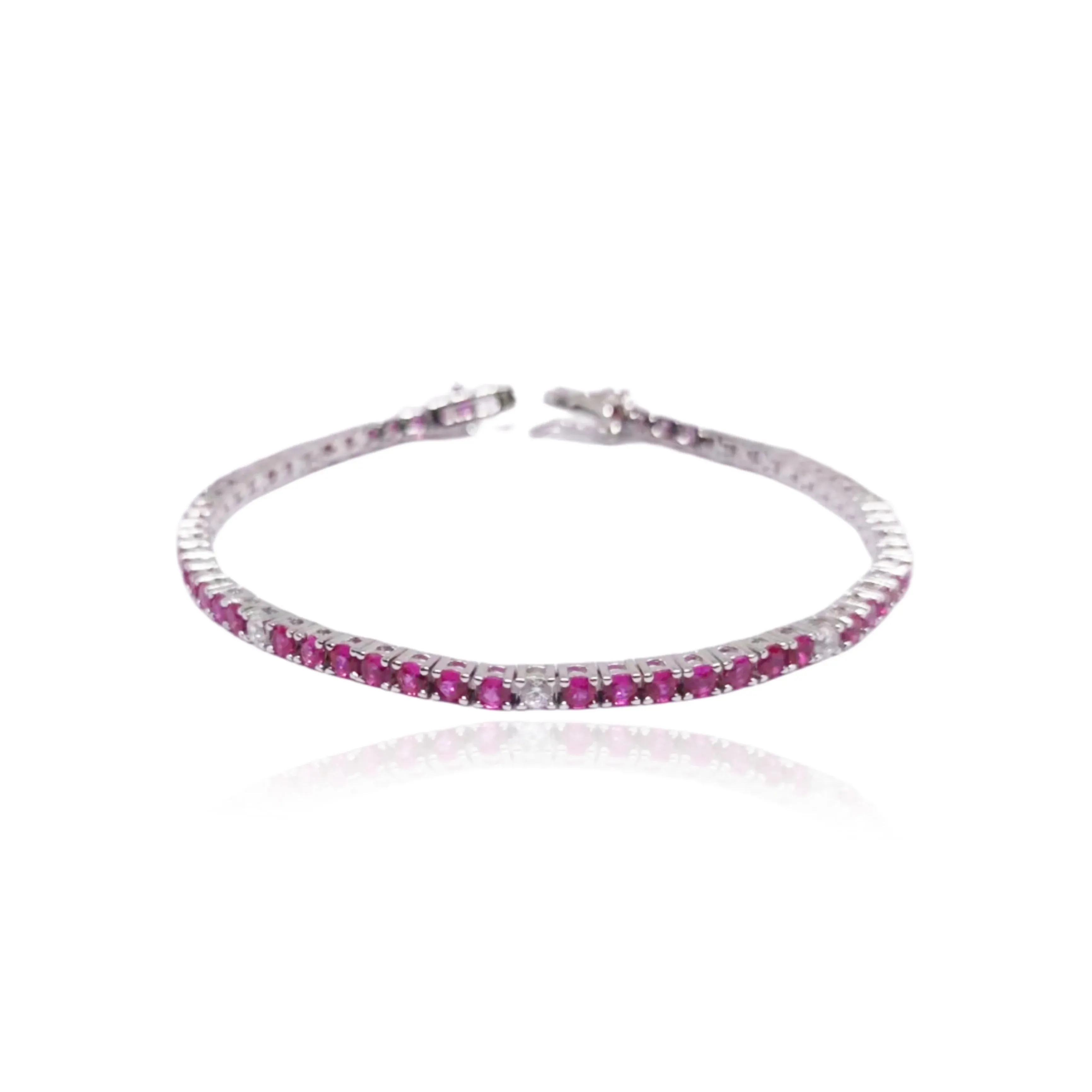 Sterling Silver Ruby, Emerald, and Sapphire 3.5mm Colored CZ Stone Bracelets