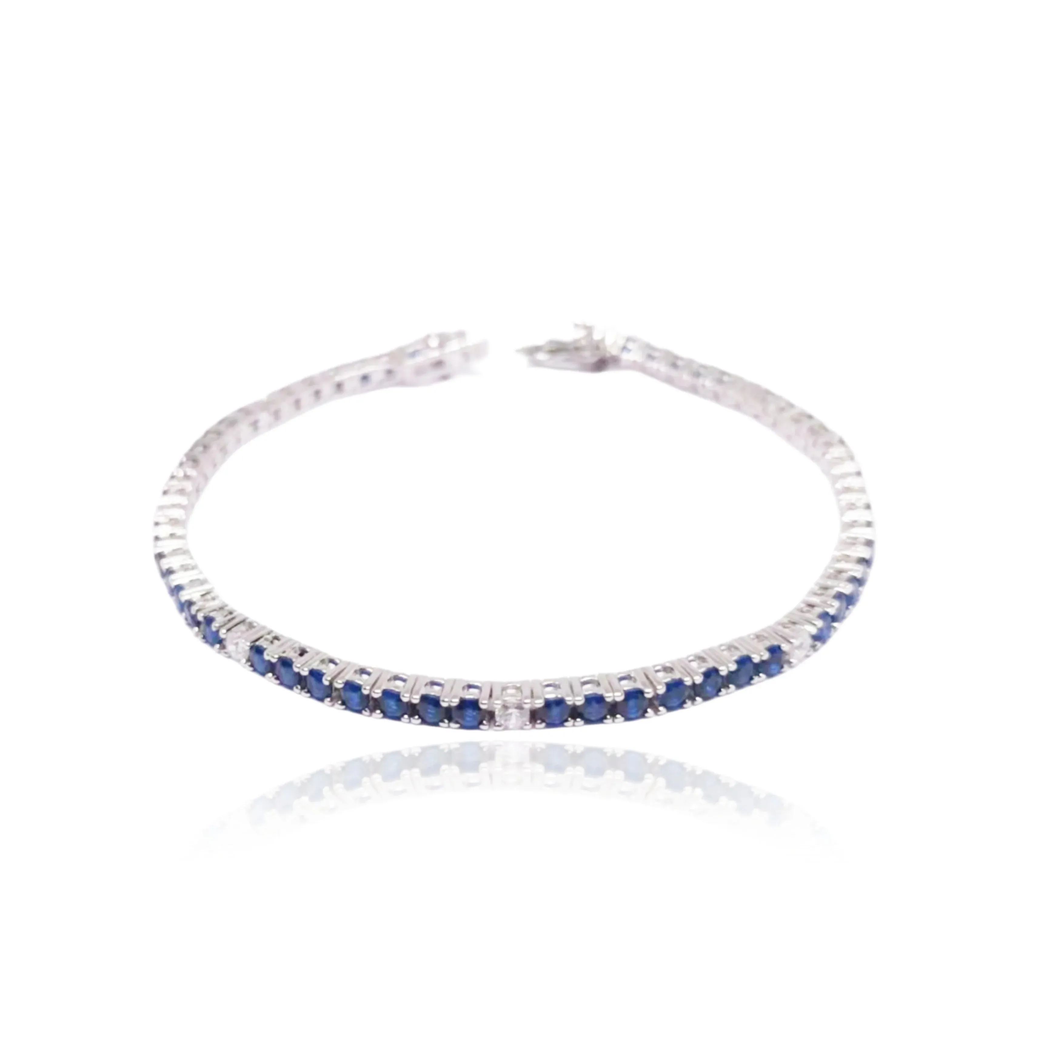 Sterling Silver Ruby, Emerald, and Sapphire 3.5mm Colored CZ Stone Bracelets