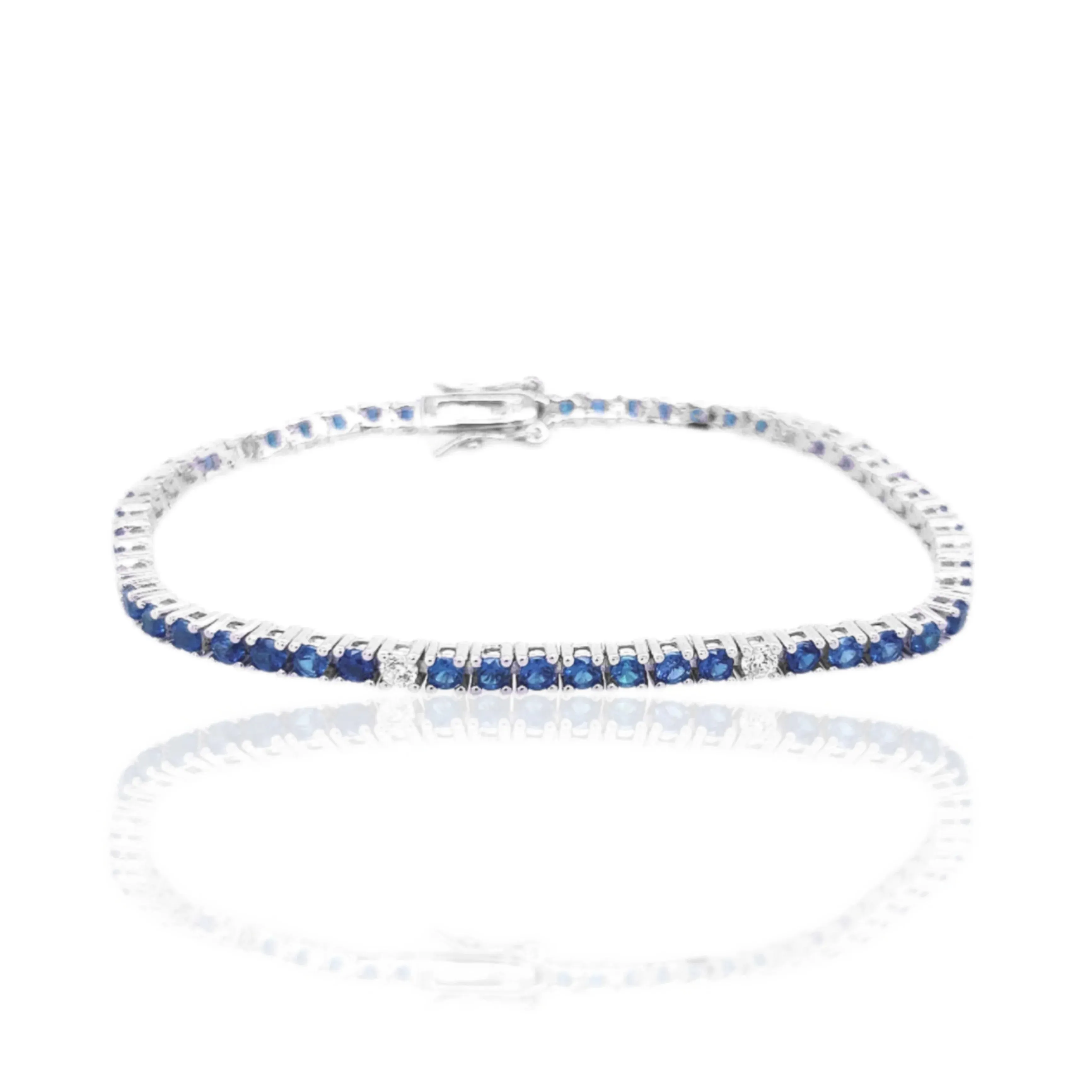Sterling Silver Ruby, Emerald, and Sapphire 3.5mm Colored CZ Stone Bracelets