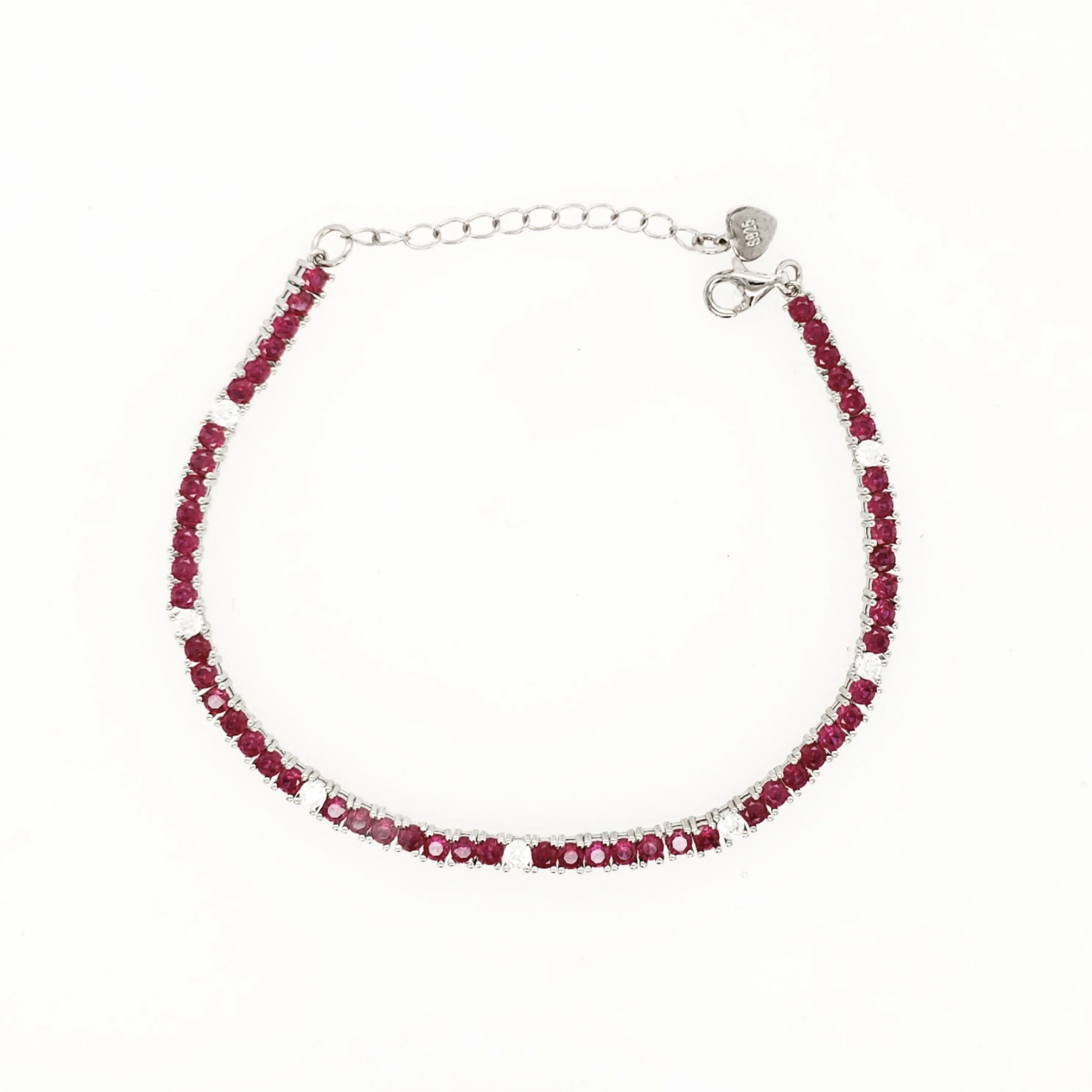 Sterling Silver Ruby, Emerald, and Sapphire Colored CZ Stone Adjustable Tennis Bracelets
