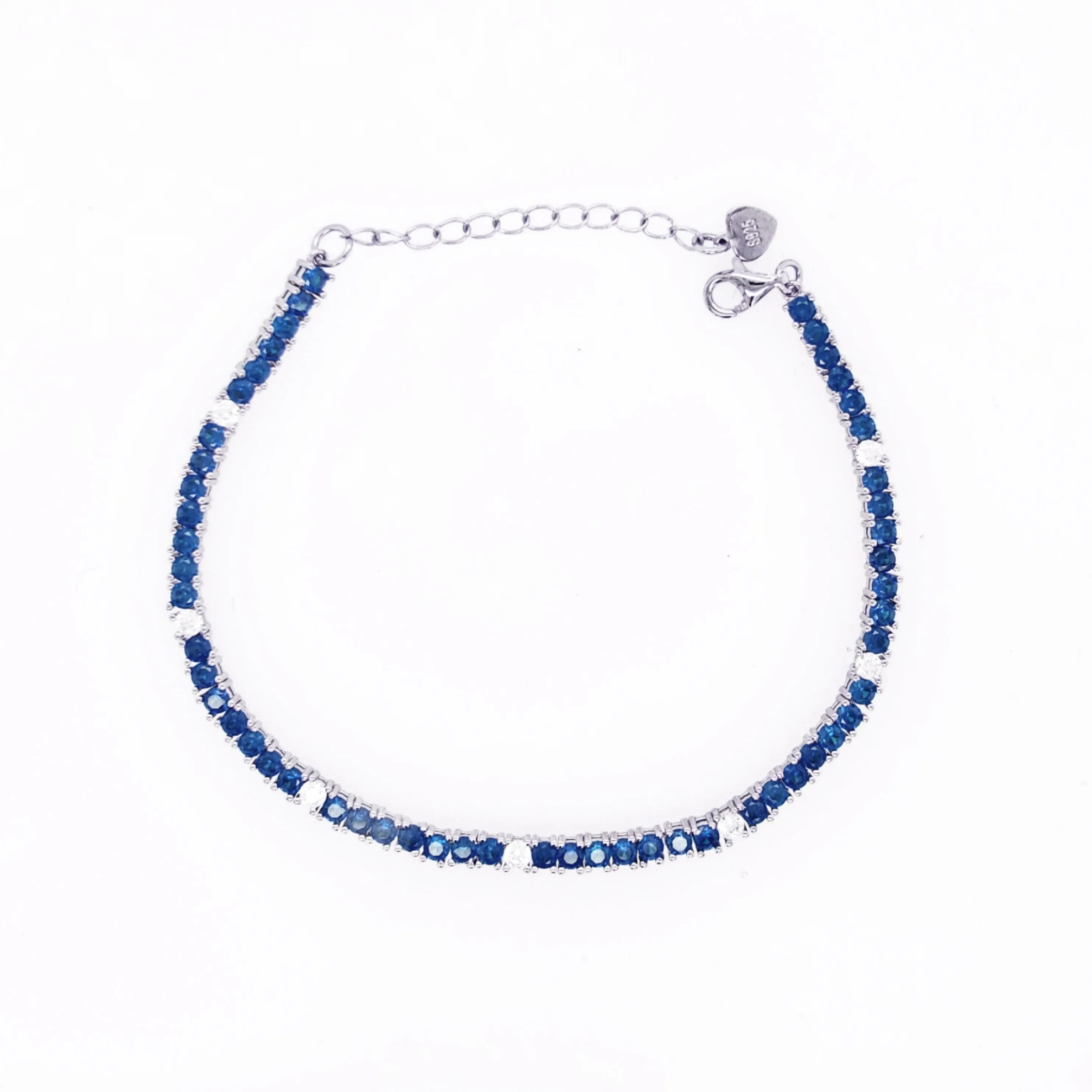 Sterling Silver Ruby, Emerald, and Sapphire Colored CZ Stone Adjustable Tennis Bracelets