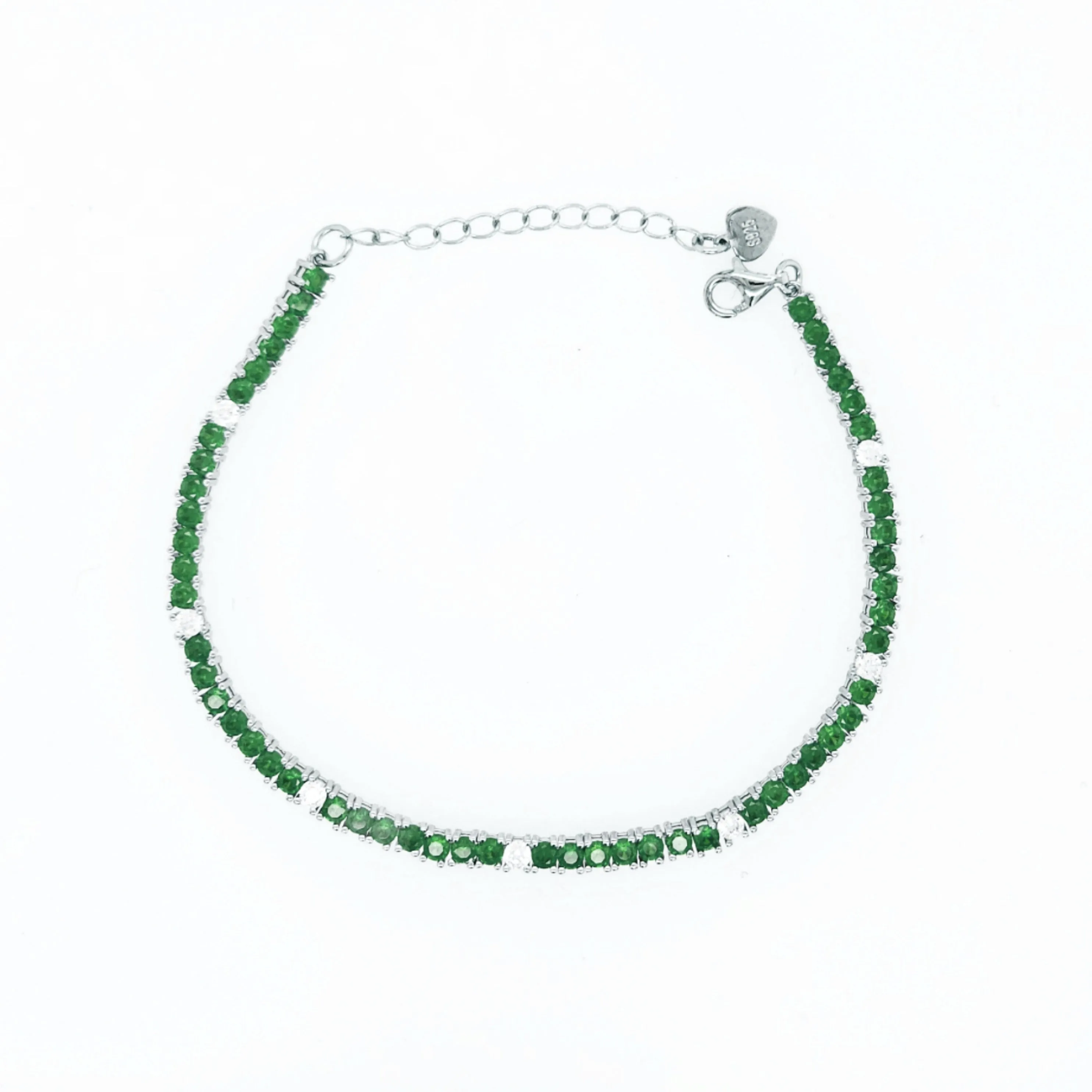 Sterling Silver Ruby, Emerald, and Sapphire Colored CZ Stone Adjustable Tennis Bracelets
