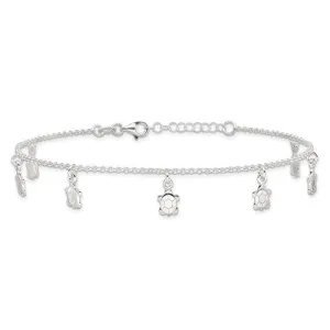 Sterling Silver Turtle 9" Anklet with 1" Extender
