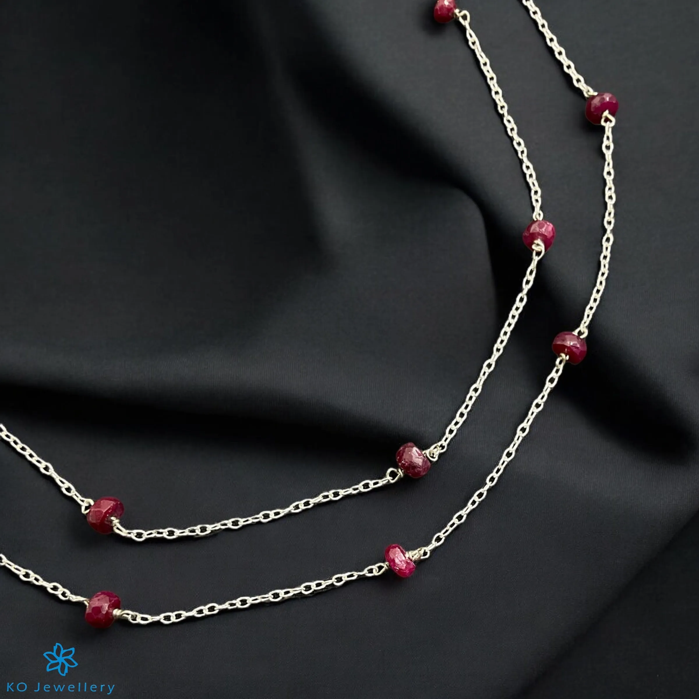 The Amara Silver Gemstone Anklets