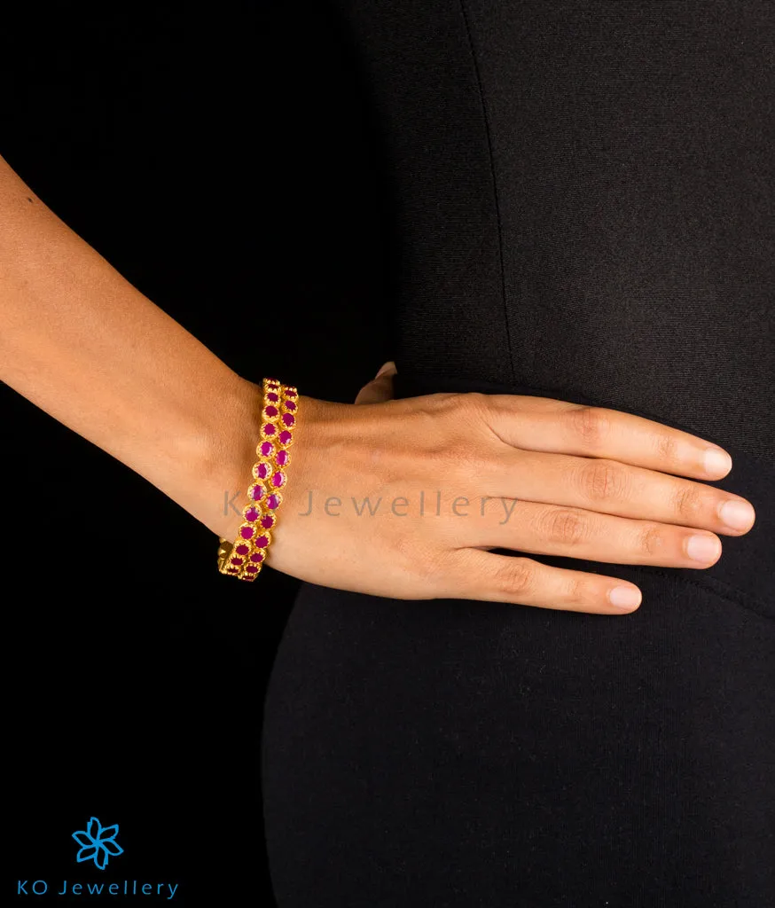 The Audra Silver Kemp Bangle (Red/Size 2.2)