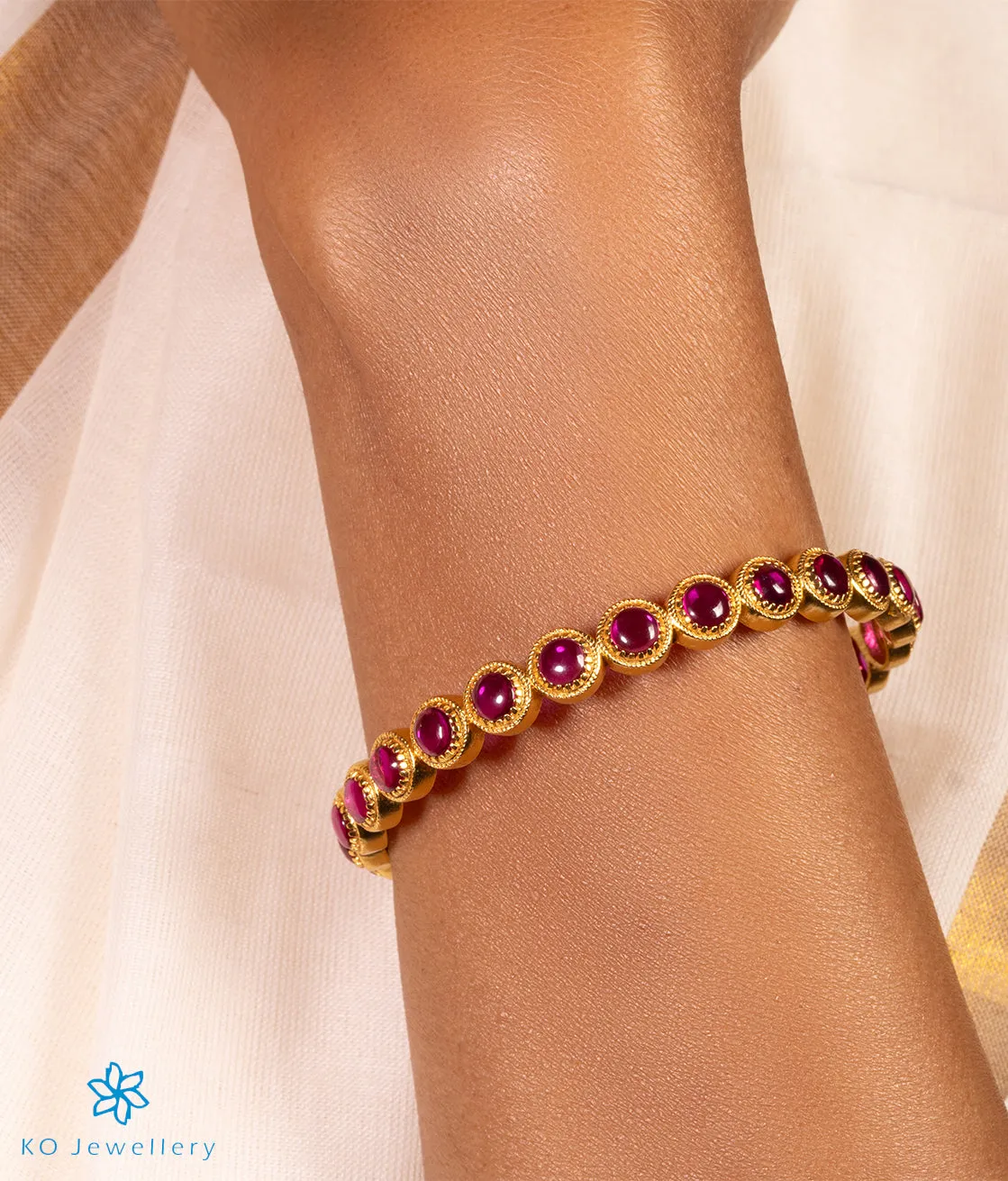 The Audra Silver Kemp Bangle (Red/Size 2.2)