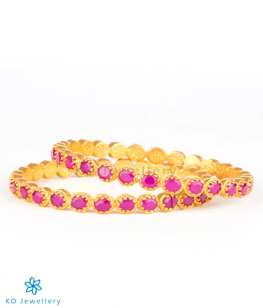 The Audra Silver Kemp Bangle (Red/Size 2.2)