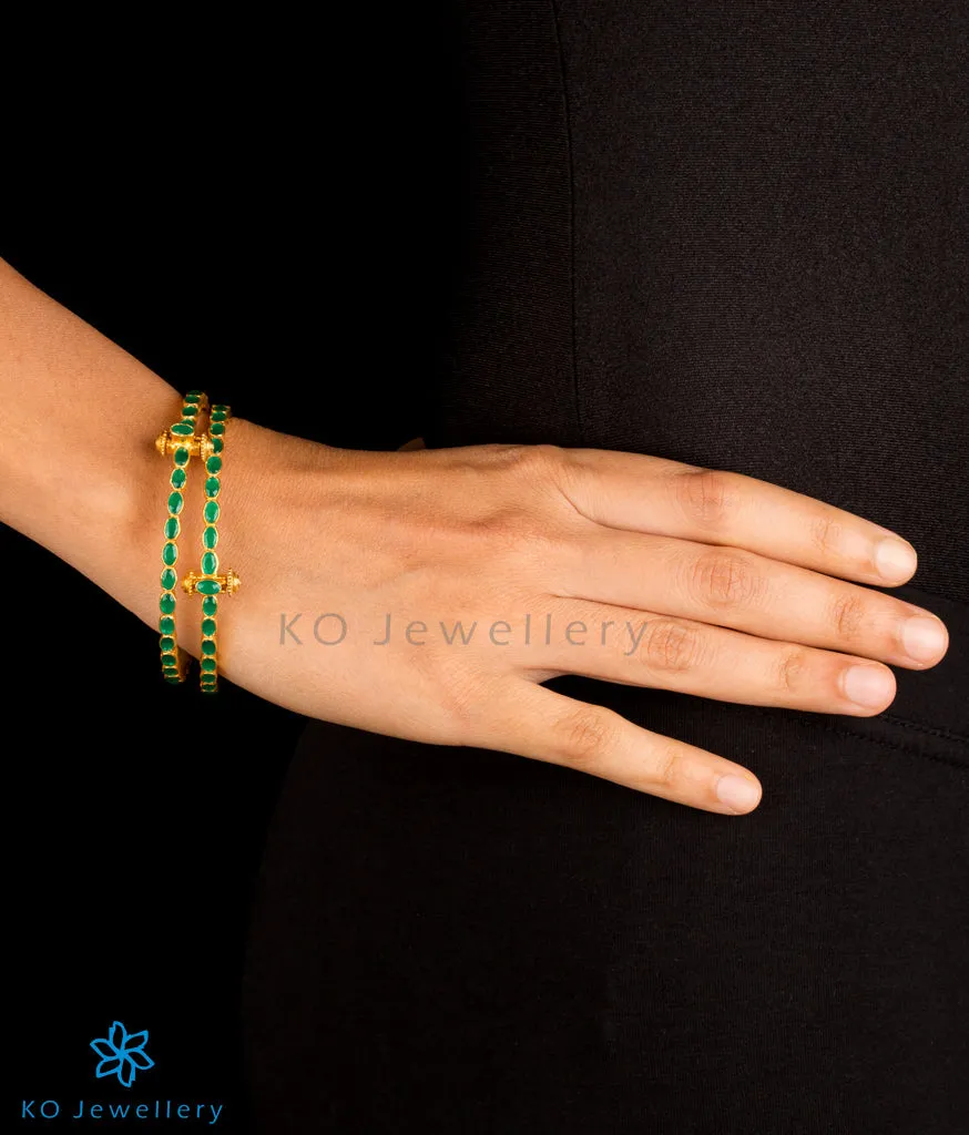 The Parna Silver Kemp Bracelet (Green/Size 2.2/2.4/2.6)