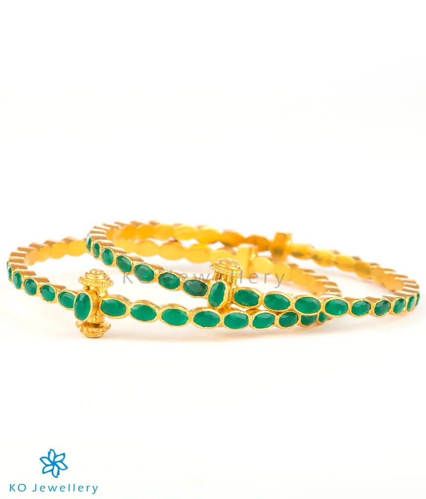 The Parna Silver Kemp Bracelet (Green/Size 2.2/2.4/2.6)