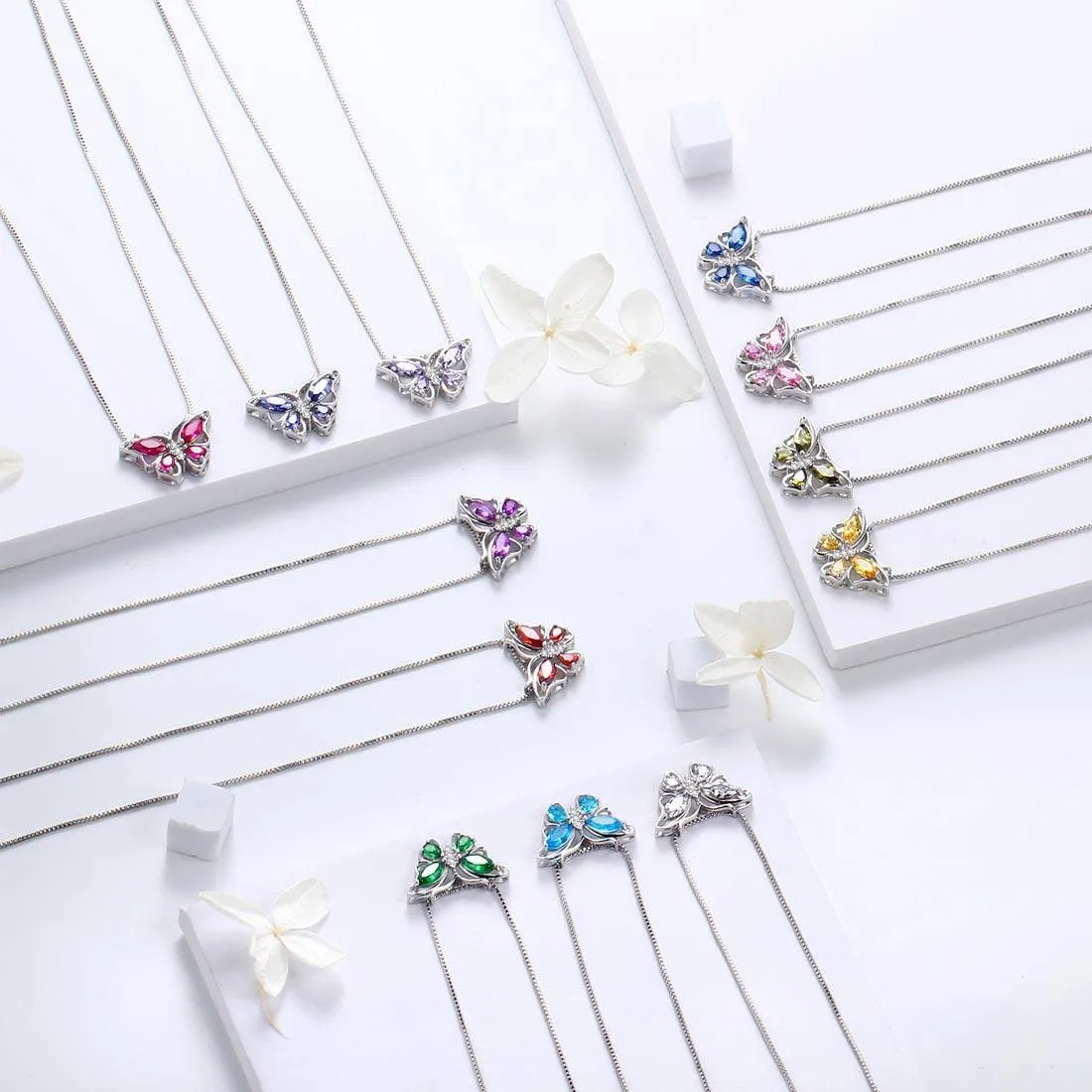 Tokyo Mart Butterfly Jewelry Set Birthstone August Peridot Women Girls Birthday Gift