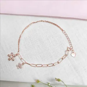 Trendy Link Chain Flower Charms Bracelet