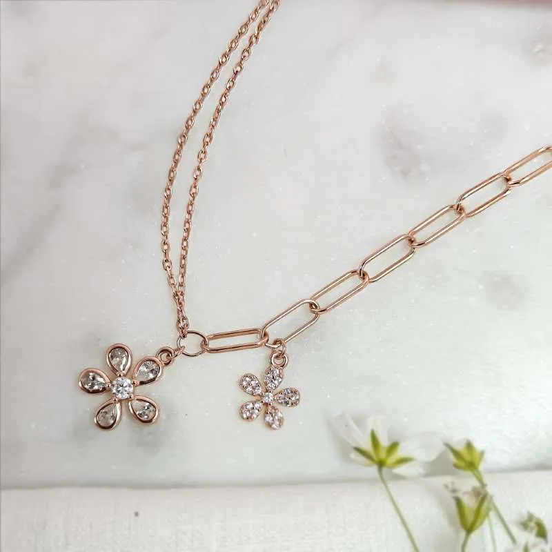 Trendy Link Chain Flower Charms Bracelet