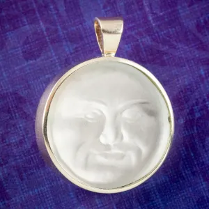 Vintage Moonstone Man In The Moon Pendant 9ct Gold