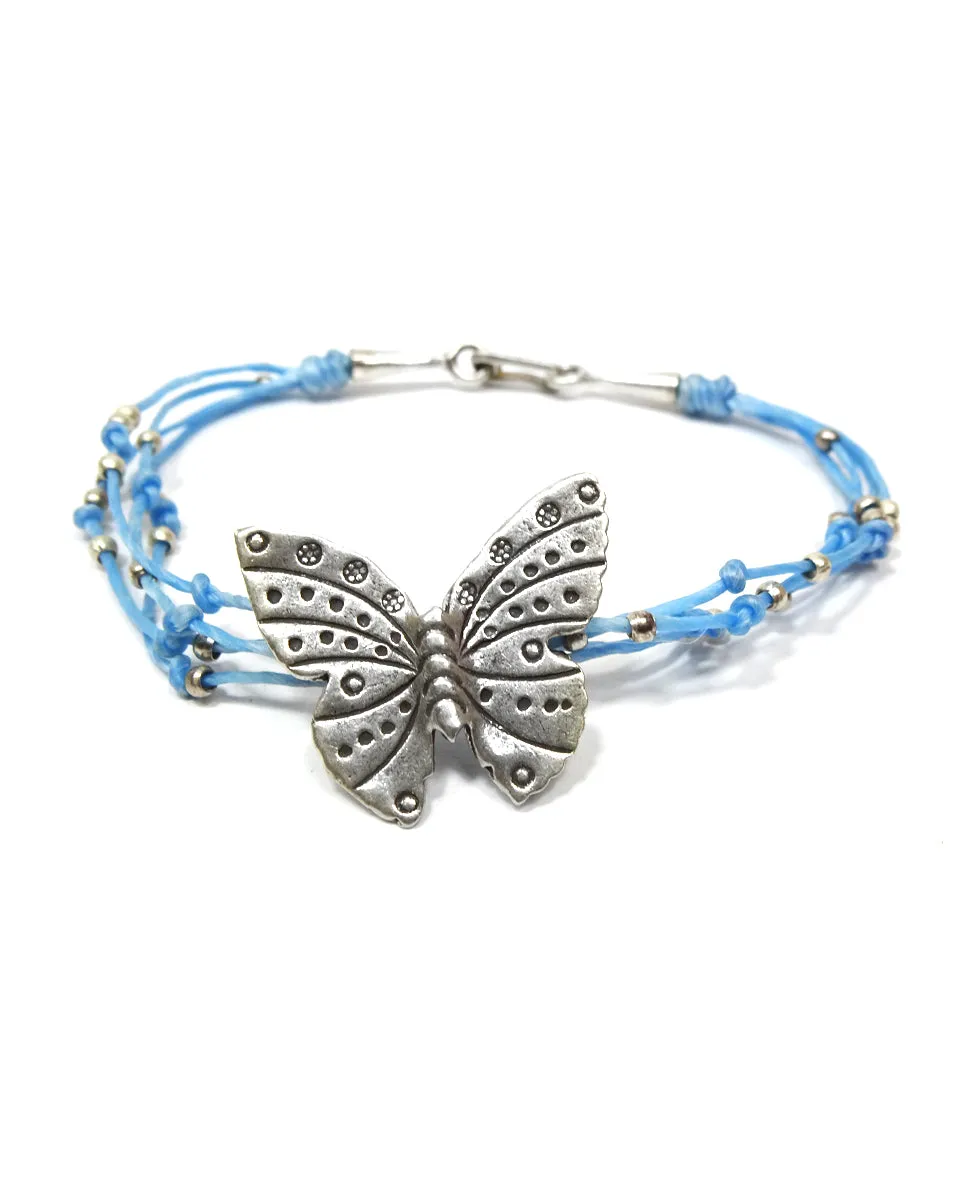 Waxed Cotton Butterfly Bracelet