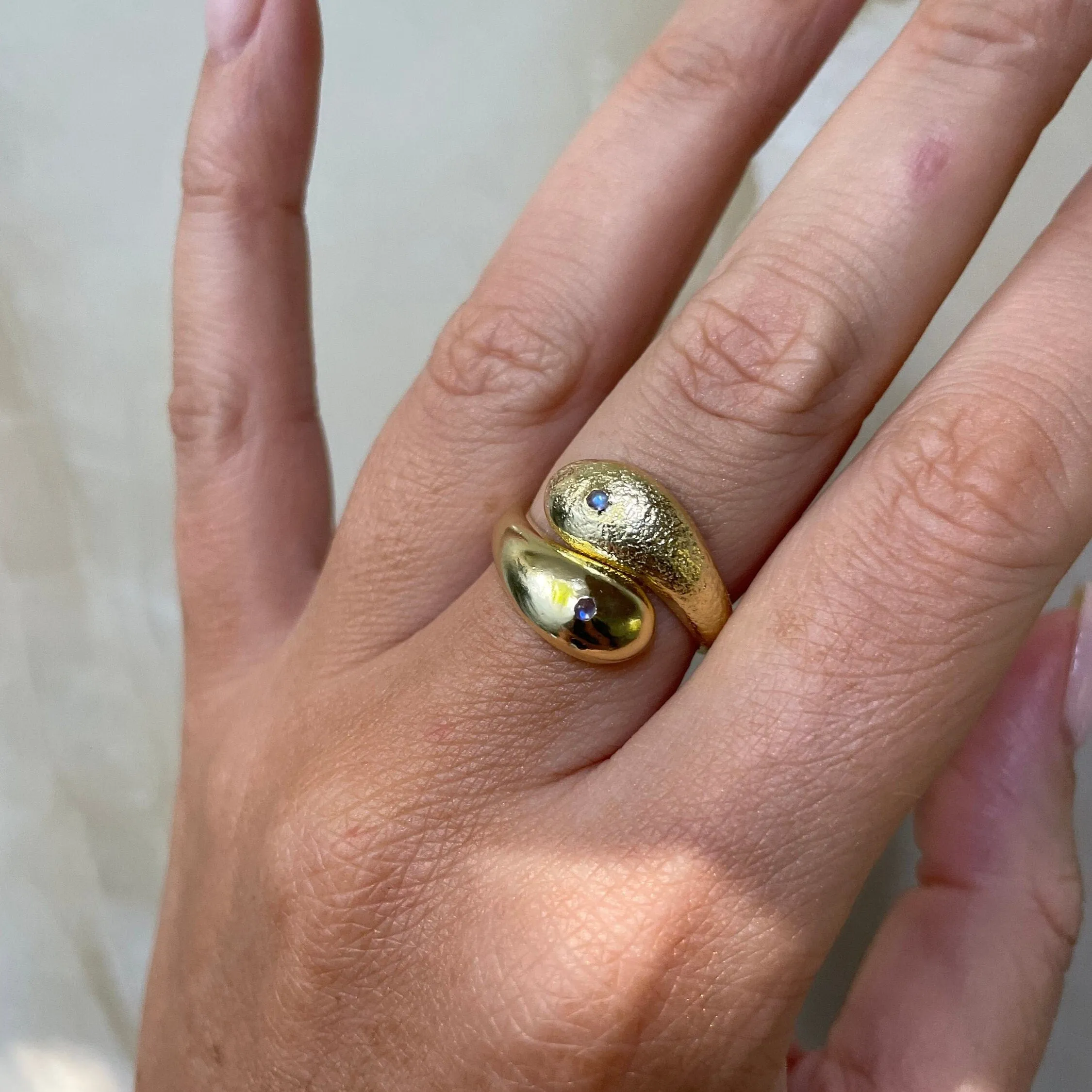 Ying Yang 14K Vermeil Ring