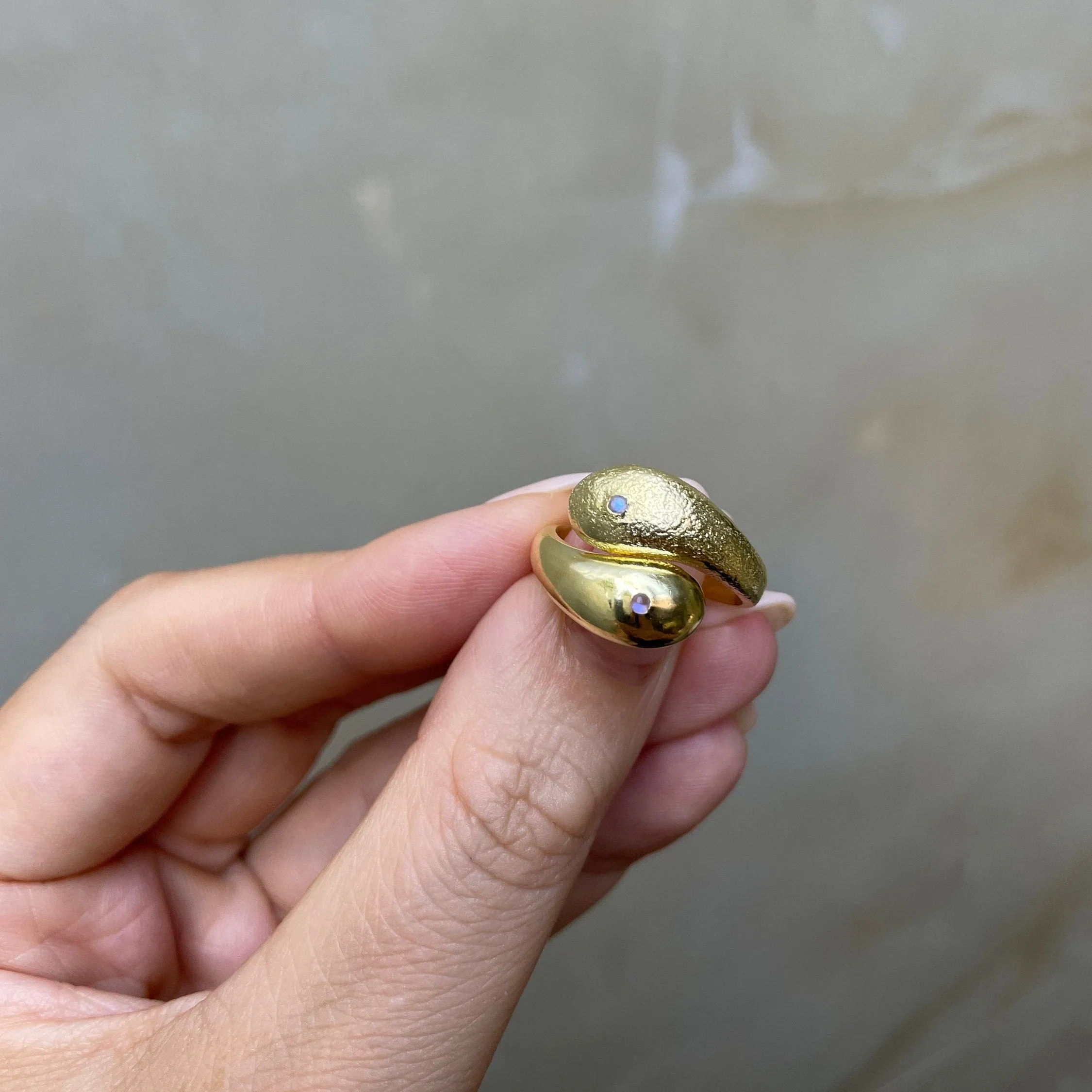 Ying Yang 14K Vermeil Ring