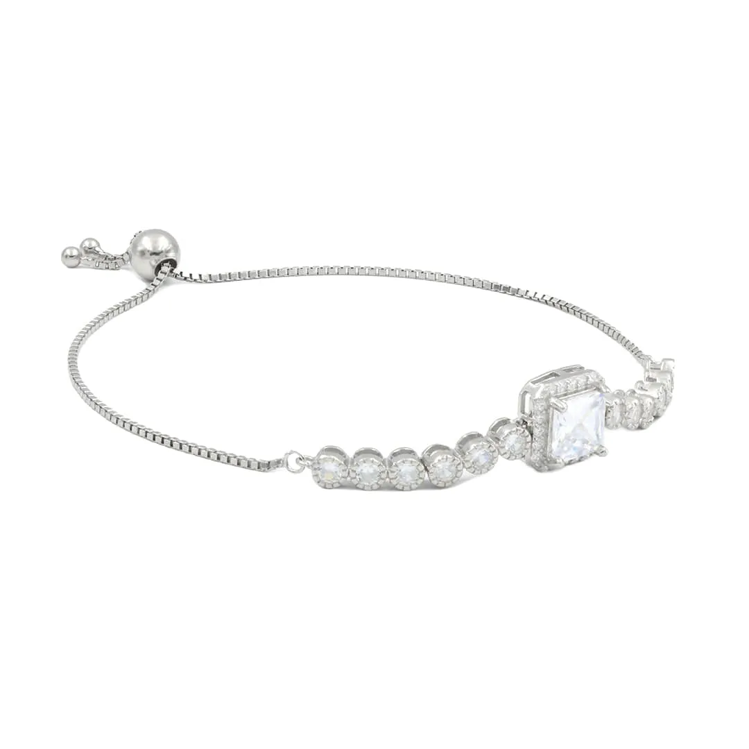Zarkan Classic Solitaire Silver Bracelet