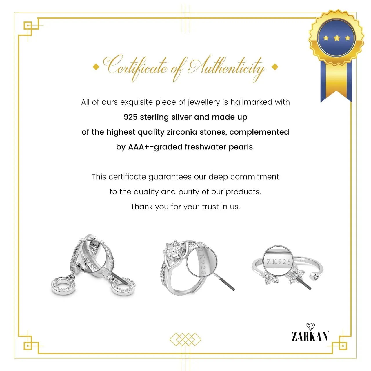 Zarkan Classic Solitaire Silver Bracelet